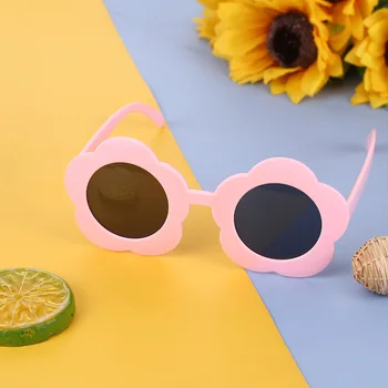 Новые модные детские солнцезащитные очки с милым цветком, трендовые очки желеобразного цвета, декоративные солнцезащитные очки с подсолнухом