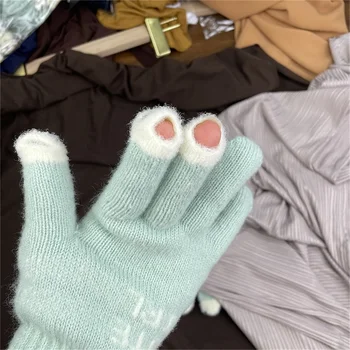 BeQeuewll Детские зимние перчатки с сенсорным экраном, теплые перчатки для текстовых сообщений, вязаные противоскользящие перчатки с эластичными манжетами для девочек