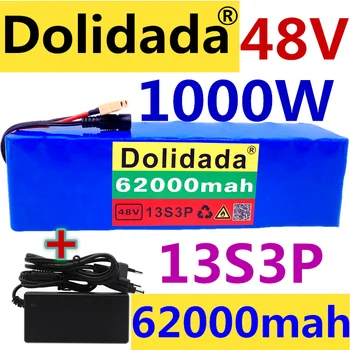 Batterie 13S3P 48V 62Ah XT60  Lithium-ion 1000w pour vélo électrique 54.6v avec BMS intégré et chargeur 54.6V nouveau