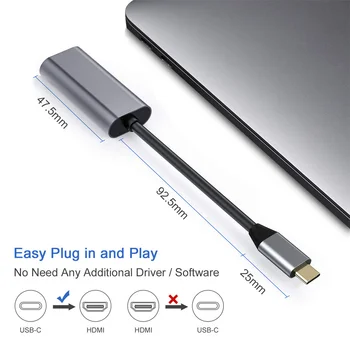 1-8 шт. C-VGA для MacBook Air/Видео Кабельный адаптер 1080P 720P для iPad Chromebook USB-C D-Sub 10 Гбит/С Конвертер Адаптер