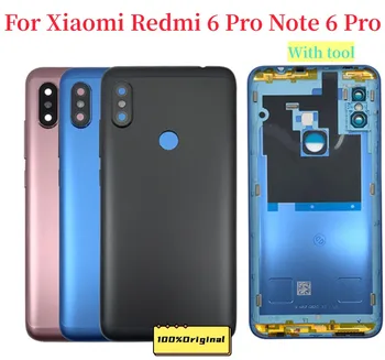 Оригинальный Задний Корпус Для Xiaomi Redmi 6 Pro, Крышка Батарейного Отсека, Задняя Крышка Для Xiaomi Redmi Note 6 Pro, Металлический корпус С логотипом