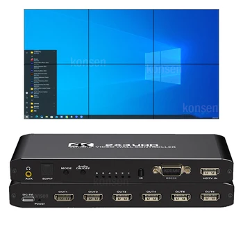 Контроллер видеостены 1080P HDMI 2x3 1x2 1x4 1x3 2x1 3x1 4x1 Процессор для сшивания видеоэкрана Splicer для сращивания дисплея на 6 телевизоров