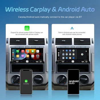 Podofo Android 1 Din GPS Автомобильная стереосистема Carplay Radio MP5 Player 6.9 
