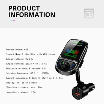 Bluetooth-совместимый Автомобильный Комплект MP3 Музыкальный Плеер FM-Передатчик 5V 2.1A USB Автомобильное Зарядное Устройство MP3-плеер QC3.0 Светодиодный Экран
