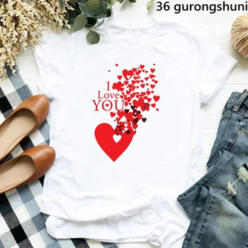 2022 Новая женская футболка Мода день Святого Валентина сердце любви графический принт для себя подарок на день Святого Валентина одежда футболки топы