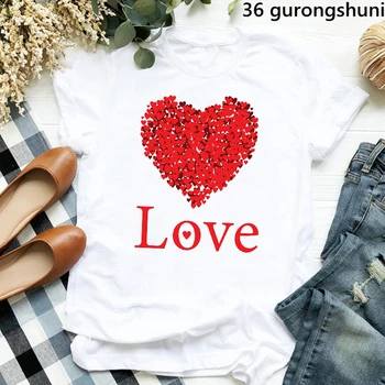 2022 Новая женская футболка Мода день Святого Валентина сердце любви графический принт для себя подарок на день Святого Валентина одежда футболки топы