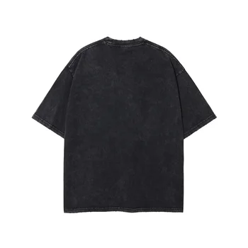 Футболка с изображением уличной одежды 2023 года, мужская футболка с изображением огненного черепа, свободные топы в стиле хип-хоп, футболки, выстиранная хлопковая футболка в стиле панк, черная