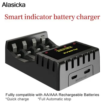 Для литий-ионной перезаряжаемой NICD-батареи AAA / AA, 4-слотного зарядного устройства, интеллектуального индикатора с защитой от короткого замыкания