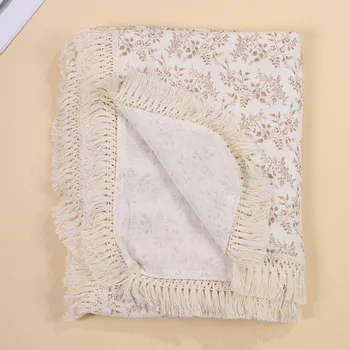 Муслиновое детское пеленальное одеяло, Хлопчатобумажное одеяло с кисточками для новорожденных, детские принадлежности, постельное белье, обертывание, чехол для детской коляски