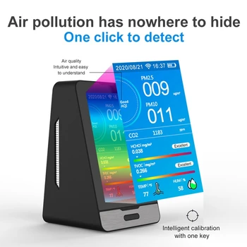 Tuya Wifi Газовый Детектор Монитор качества воздуха PM2.5 PM1.0 PM10 HCHO TVOC CO2 Измеритель температуры и влажности