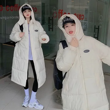 Зимняя одежда, Длинные парки с капюшоном, женские теплые пальто с хлопковой подкладкой, Зимние Ветрозащитные утепленные куртки, Корейские модные Свободные куртки Abrigos