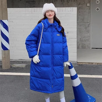 Зимняя одежда, Длинные парки с капюшоном, женские теплые пальто с хлопковой подкладкой, Зимние Ветрозащитные утепленные куртки, Корейские модные Свободные куртки Abrigos