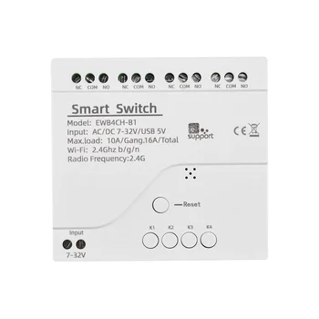 eWeLink Smart WiFi Bluetooth Переключатель Релейный Модуль 7-32 В вкл Выкл Контроллер 4CH 2,4 Г WiFi Пульт Дистанционного управления для Alexa Google Home
