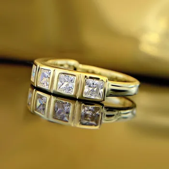 Ювелирные изделия PANSYSEN из цельного серебра 925 пробы квадратной огранки 3 мм с высокоуглеродистым бриллиантом и драгоценным камнем, обручальное кольцо, кольца с 18-каратным золотым покрытием, подарок
